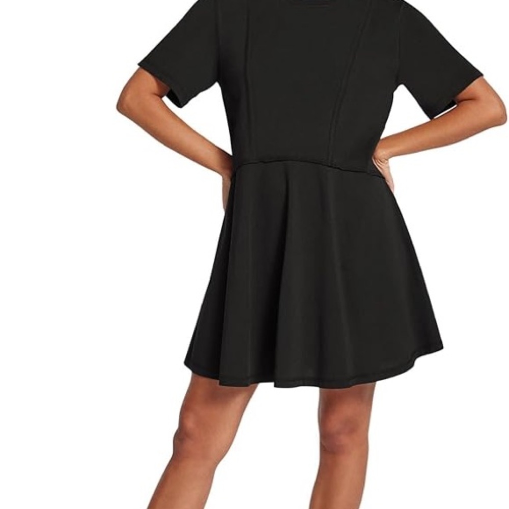 UGG Women's Norina Dress Size Medium Black Short Sleeve Crew Neck Organic Cotton
